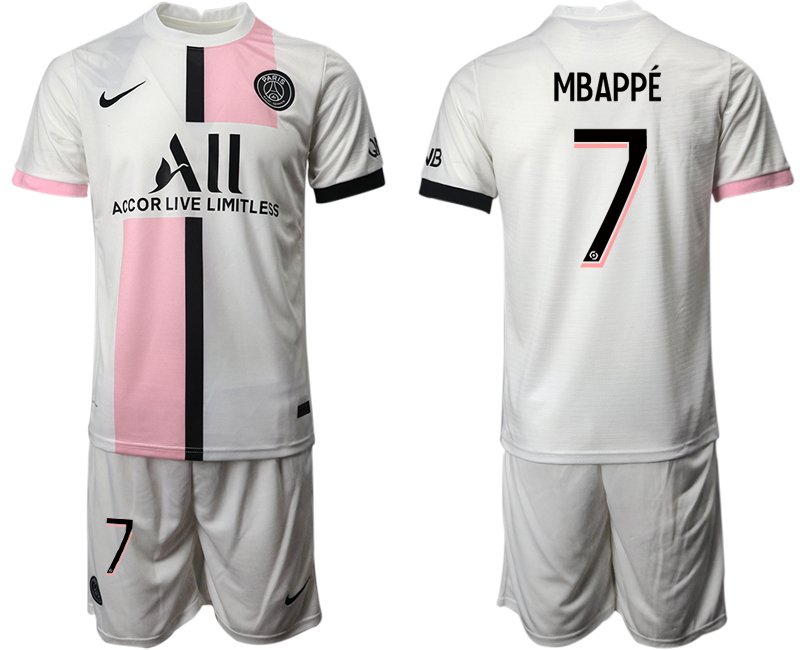 Men 2021-2022 Club Paris St German away white #7 Soccer Jersey